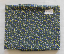 Fabric Small Scale Floral Pattern, Violet Yellow White on Green, 44 W 1 1/2 Yd - £7.99 GBP