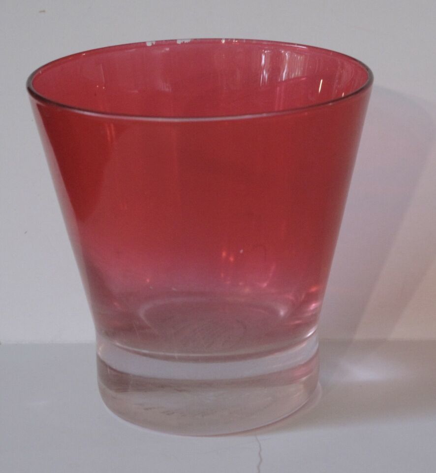 Glass Red Gradient Stained Cup Candle or Trinket Holder, 3 3/4in Tall, V... - $2.96