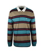 Volcom Men&#39;s Teal, Navy &amp; Brown Striped L/S Polo T-Shirt (S04) - £13.70 GBP