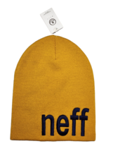 Neff Adult One Size Tan and Blue Embroidered Big Logo Knit Beanie Hat - £8.26 GBP