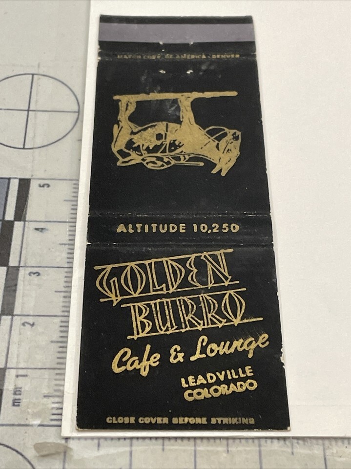 Front Strike Matchbook Cover  Golden Burro Cafe  Leadville, CO gmg  Unst... - $12.38 Front Strike Matchbook Cover  Golden Burro Cafe  Leadville, CO gmg  Unst... - $12.38