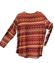 Forbidden Society Women&#39;s Shirt Size 2X Rust/Brown Zigzag Colorful VNeck... - £14.24 GBP