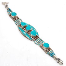 Tibetan Turquoise Gemstone Christmas Gift Jewelry Bracelet Nepali 7-8&quot; SA 1954 - £8.78 GBP