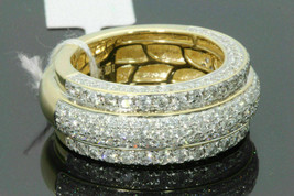 10K or Jaune Plaqué 4Ct Simulé Fiançailles Diamant Bague Hommes Bande Cadeau - £102.33 GBP