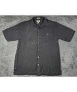Luau Embroidered Hawaiian Camp Black Shirt Silk GOLFTAILS Size Small - £14.51 GBP