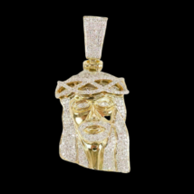 2 Karat Original Moissanit Jesus Kopf Charm Anhänger 14K Vergoldet Silber - £375.26 GBP