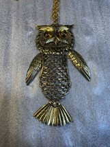 Park Lane Owl Pendant with Link Chain Signed Gold Tone Vintage - $35.15