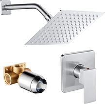 POPFLY Shower Faucet Set System, 8 Inch Square Rainfall Single, Brushed ... - $48.99