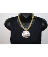 Vintage Sea Shell Snail Cluster w/ Disc Shell Pendant Beaded Necklace 17&quot; - $446.05 MXN