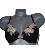 NWT ONGOSSAMER 34C Bump it Up push-up bra lace sequins  black cleavage e... - £31.45 GBP