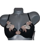 NWT ONGOSSAMER 34C Bump it Up push-up bra lace sequins  black cleavage e... - $54.80 CAD