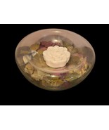 Wicks N&#39; Sticks Glass Bowl Centerpiece with Floral Arrangement &amp; Rose Ca... - $24.75