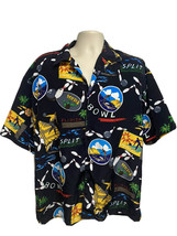 Retro Hipster Black Button Front Bowling Hawaiian Aloha Camp Shirt Large Surfer - £47.10 GBP