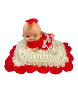 Vintage Kewpie Doll Crochet With Handcrafted Red &amp; White Crochet Pillow ... - $18.69