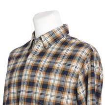 Eddie Bauer Button Down Blue Brown White Plaid Flannel Outdoor Shirt Mens Medium - £23.63 GBP