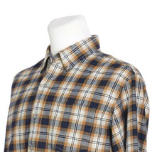 Eddie Bauer Button Down Blue Brown White Plaid Flannel Outdoor Shirt Men... - £23.63 GBP