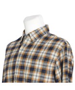 Eddie Bauer Button Down Blue Brown White Plaid Flannel Outdoor Shirt Men... - £24.00 GBP