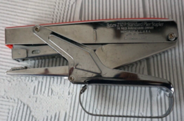 Vintage Red Top Bates 210P Standard Plier Hand Stapler Metal Chrome - $27.69