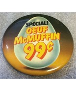 Vintage McDonald&#39;s Quebec Promo Button Pinback Special ! Oeuf McMuffin 9... - $5.07