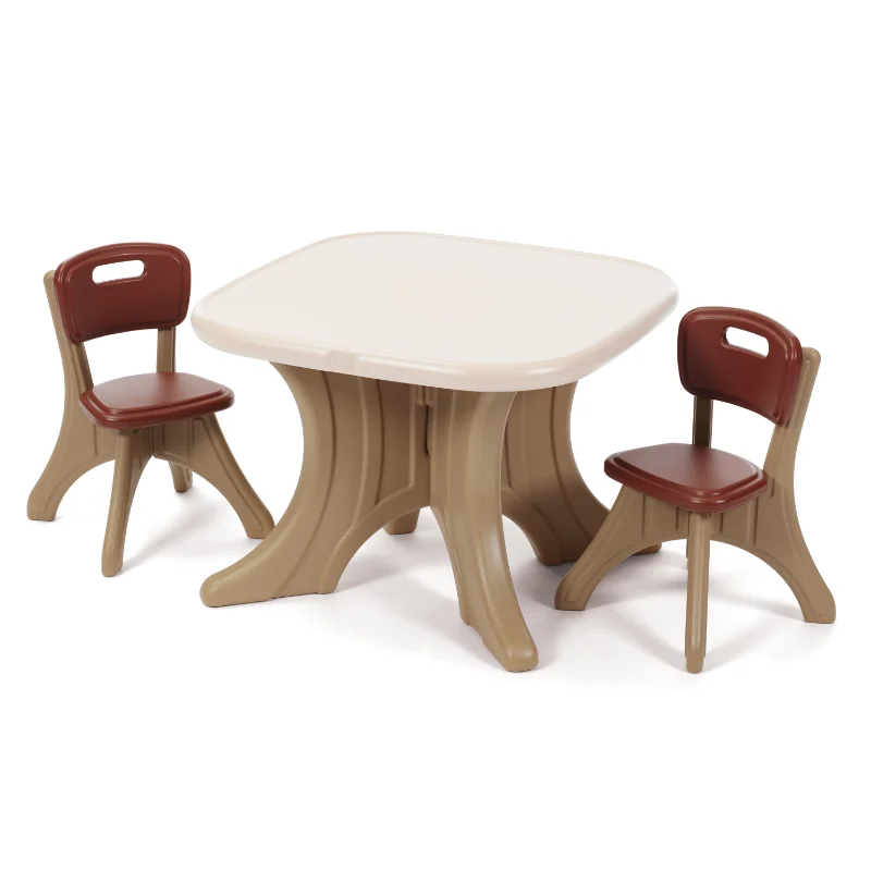 Step2 New Traditions Kids Plastic Table and Chairs Set, Brownchildren de... - $278.23
