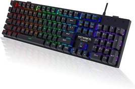 Mechanical Gaming Keyboard,RGB 104 Keys Ultra-Slim Rainbow LED Backlit USB Wired - £36.26 GBP