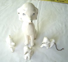  Vintage White Smooth Poodle with Puppies Chained - $14.99