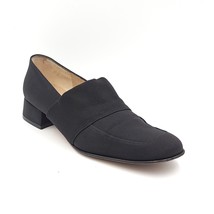 Salvatore Ferragamo Women Slip On Block Heel Loafer Size US 7.5AAA Black Fabric - £47.48 GBP