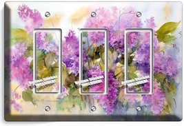 Watercolor Syringa Lilac Flowers 3 Gfi Light Switch Wall Plate Floral Room Decor - £16.01 GBP