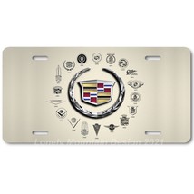 History of Cadillac Inspired Art FLAT Aluminum Novelty Auto License Tag Plate - £14.38 GBP