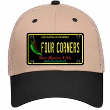 Four Corners New Mexico Black Novelty Khaki Mesh License Plate Hat - £22.74 GBP