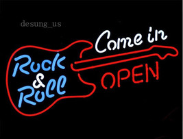 New Rock Roll Guitar Come In Open Beer Lamp Artwork Neon Sign 24&quot;x20&quot; - £196.72 GBP
