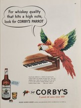 1951 Print Ad Corby&#39;s Blended Whiskey Parrot Plays Piano Peoria,Illinois - £16.83 GBP