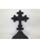 VINTAGE Cast Iron Decorative Cross Tabletop Stand 10 Inch Rustic Ornate - €25,42 EUR