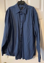 Billy London Blue Striped Mens Button Down Long Sleeve Shirt Sz L 16-16.... - £11.82 GBP