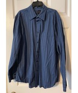 Billy London Blue Striped Mens Button Down Long Sleeve Shirt Sz L 16-16.... - $14.88