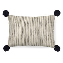 Beige And Midnight Pom Pom Lumbar Accent Pillow Cover - $1,473.33 MXN