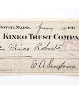 1915 Kineo Trust Company Bank Check E.A. Sampson Dover Maine Signed 7098... - $28.05 CAD