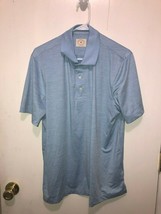 NEW Red Fleece Polo Shirt Large Men&#39;s Short Sleeve Heather Blue Poly Spa... - $9.89
