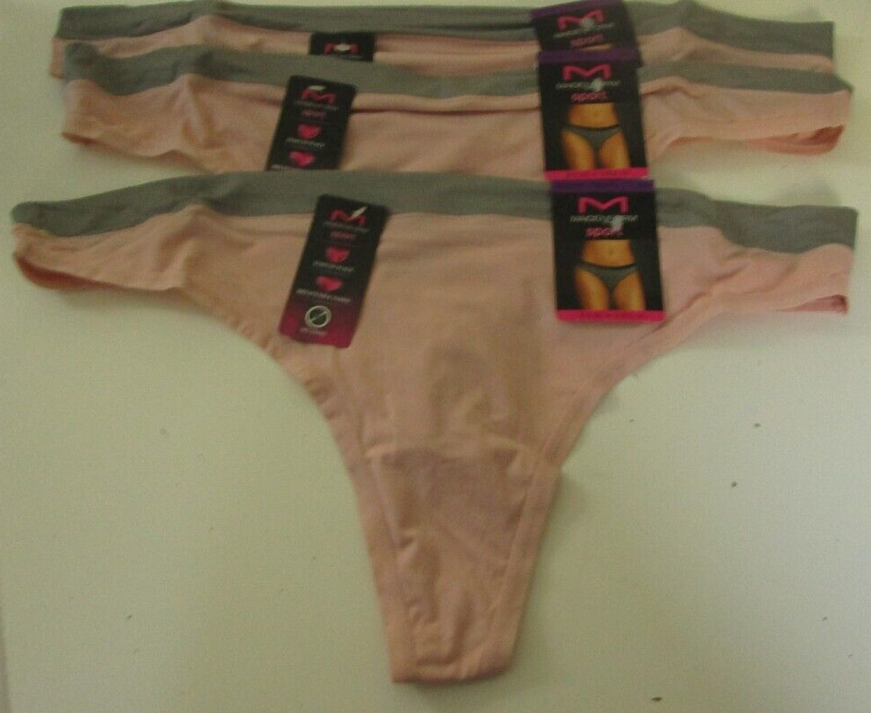 3 Maidenform Sport Thongs Size 9 Pink with Gray waist band Style DMMSMT - $17.77