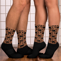 Silhouette Magic Cat &amp; Heart Witchcraft Amber Beer Foot Sublimated Socks - £10.21 GBP