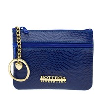 Bottega Fiorentina Italian Made Blue Lizard Print Leather Small Womens Key Case - $119.20