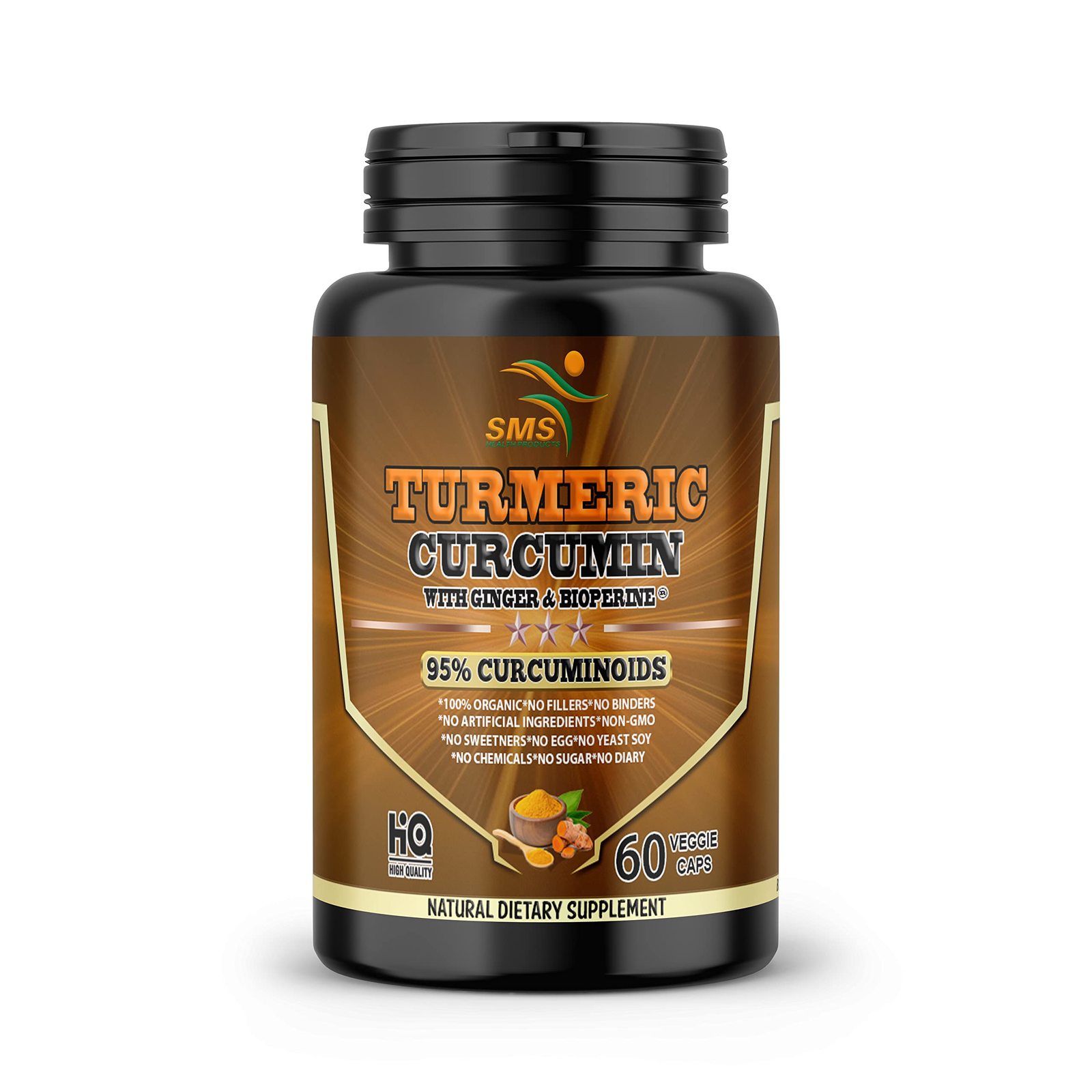 Turmeric Curcumin with Ginger, BioPerine Black Pepper, 95% Curcuminoids,... - $14.85