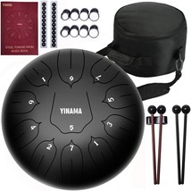 Yinama Steel Tongue Drum Percussion Instrument 11 Notes 10 Inches Black - £47.18 GBP