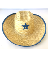 Straw Cowboy Sheriff Hat Western Costume Halloween Dress Up Blue Badge 1... - £15.41 GBP