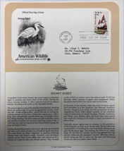 American Wildlife Mail Cover FDC &amp; Info Sheet Snowy Egret 1987 - £7.84 GBP