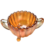 Imperial Glass PILLAR FLUTE Marigold Carnival Glass Sugar Bowl 3-Toed Fo... - $18.69