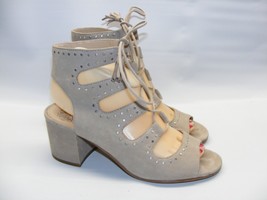 Vinco Camuto Henley Block Heels Lace Up Gray Size 7.5  Suede Sandals Hee... - £18.48 GBP