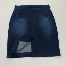 One 5 One MS14252Z Women's Blue Cotton Blend Stretch Denim Slit Skirt Size Large image 15