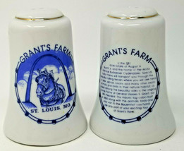 Salt Pepper Shakers Grant&#39;s Farm Clydesdale Blue White Ceramic Silver Vi... - £12.04 GBP