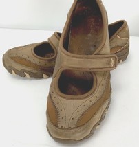 SKECHERS Brown Leather Mary Jane Slip On Walking Sneaker Shoe 7M 46759 W... - $34.99